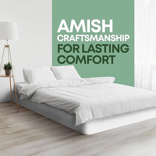 Greaton, 8” Queen Box Spring for Queen Bed – Amish-Made in the USA – Solid Wood Box Spring Mattress Foundation with Stable & Quiet Support – Flat-Packed & Easy Assembly – White
