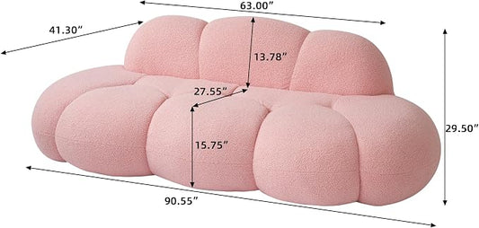 JACH 3 Seater Cloud Sofa for Living Room, Modern Sherpa Upholstered Couch, Minimalist Leisure Sofa, Comfy Cloud Couch for Apartment, Small Space, No Assembly Required (Pink)