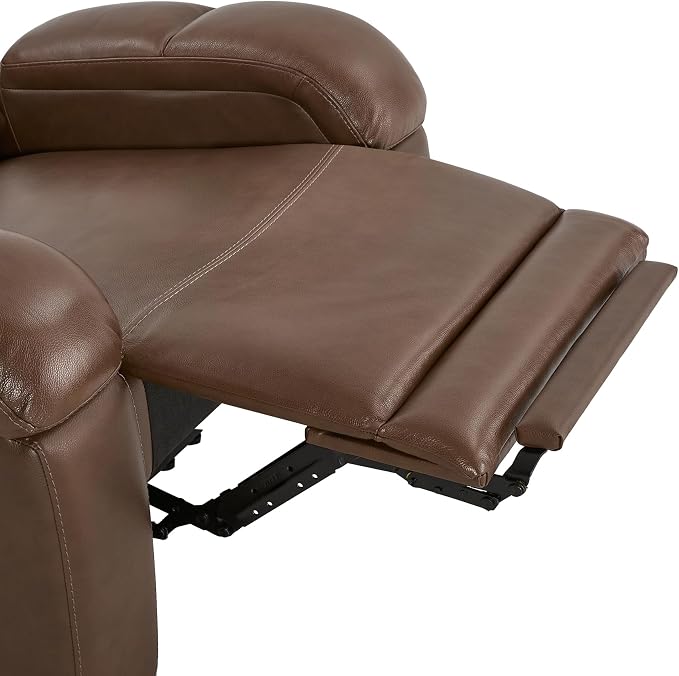 Watson & Whitely Oversized Genuine Leather Power Recliner Chairs for Big and Tall, Wall Hugger Recliner with Power Headrest & Charging Ports, Extra Large Reclining Chair for Living Room, Cafe