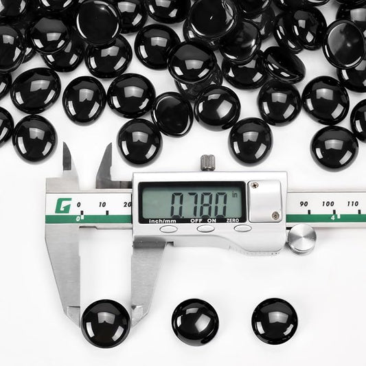 3/4 Inch Fire Glass Beads,20 Pounds Fire Pit Glass Beads High Luster for Gas Fireplace, Fire Pit Table,Landscaping (Onyx Black Luster)