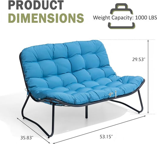 Crestlive Products Outdoor Couch,Patio Loveseat with Soft Cushions All Weather Patio Furniture for Porch/Balcony/Yard (2PC Blue)