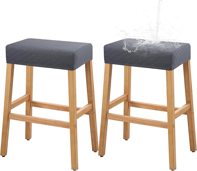 YISUN Stool Covers Rectangle - 2 Pack Stretch Waterproof Saddle Seat Cover Counter Bar Stools Bar Chairs Covers Kitchen Island Chairs Cushion Protector