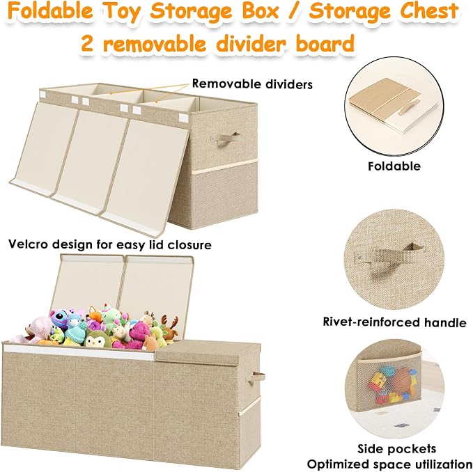 Extra Large Toy Box Chest with Lid, Kids Toy Storage Organizer for Boys Girls, Big Toy Bin Basket Extra Large Toy Storage Box for Living Room Playroom Nursery (40" x14" x16")