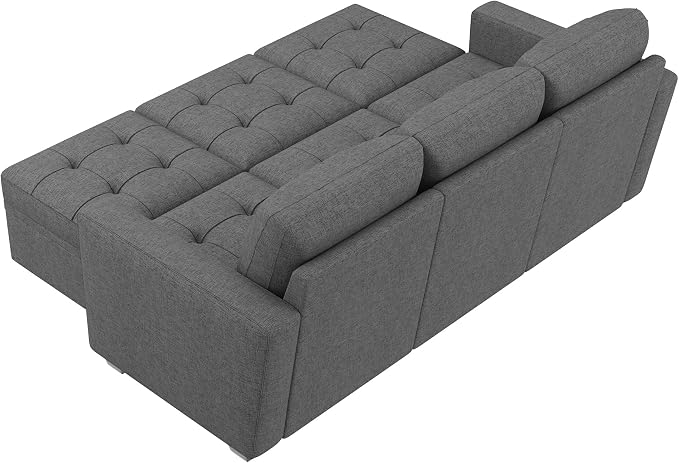 HONBAY Modular Sectional Couch Sleeper Sofa Bed with Storage Seats Oversized Sectional Couches for Living Room,Grey