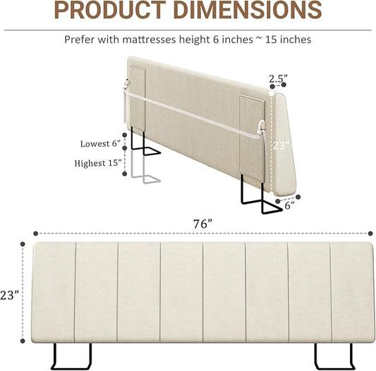 King Size Headboard Only-No Assembly, Upholstered Headboard King Size Linen Fabric Modern Style Headboards Extra-Thick, Beige