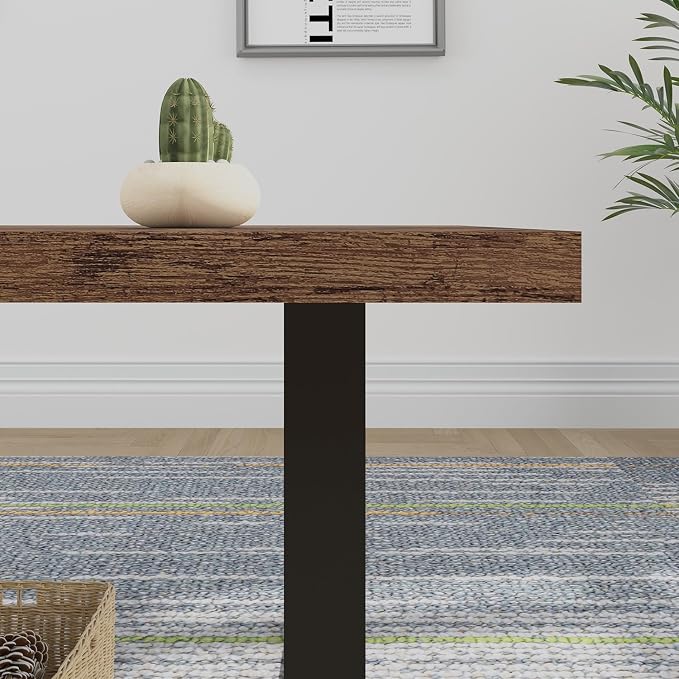IBF Rustic Living Room Table, Simple Industrial Rectangle Coffee Table, Modern Minimalist Farmhouse Wooden Center Table, Wood and Metal Vintage Coffee Table for Bedroom Office, Rustic Brown, 47 Inch