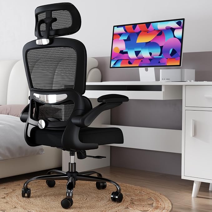 TRALT Office Chair Ergonomic Desk Chair, 330 LBS Home Mesh Office Desk Chairs with Wheels, Comfortable Gaming Chairs (1, Black)