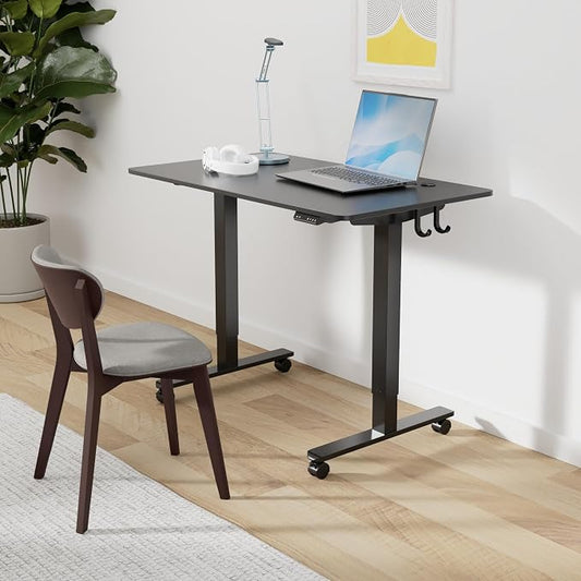 Cubiker Electric Standing Desk, 48 x 24 Stand up Desk Height Adjustable, Home Office Desk with Splice Board, Black