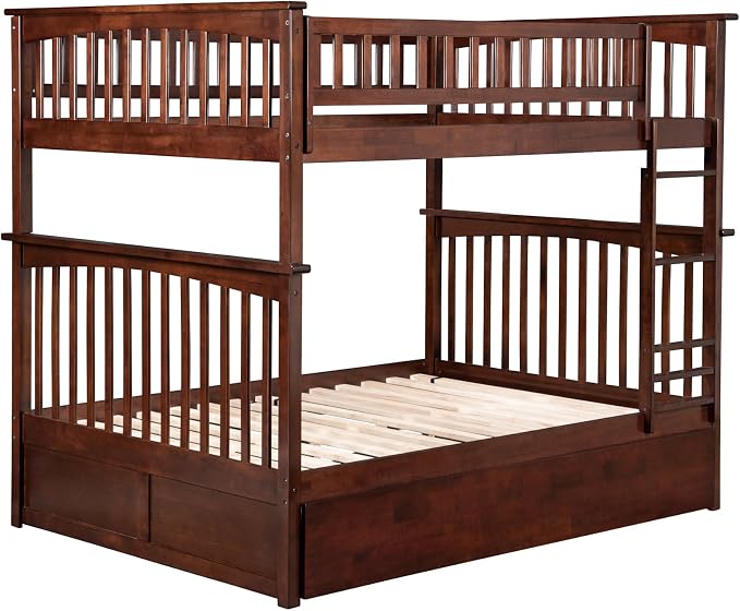 AFI, Columbia Ladder Bunk Bed Full Over Full with Full Trundle, Walnut