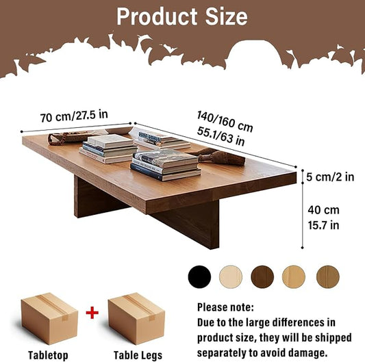 Solid Wood Coffee Table,Rustic Square Centre Table,Farmhouse Living Room Table,2”Thick Tabletop for Living Room,Office