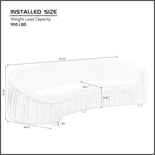 KEIKI 92" Oversized Curved Shaped Upholstered Modular Sectional Sofa, Minimalist 4-Seater Couch with Seat Cushions and Ergonomic Backrest, No Assembly Required, for Apartment, Living Room, Green