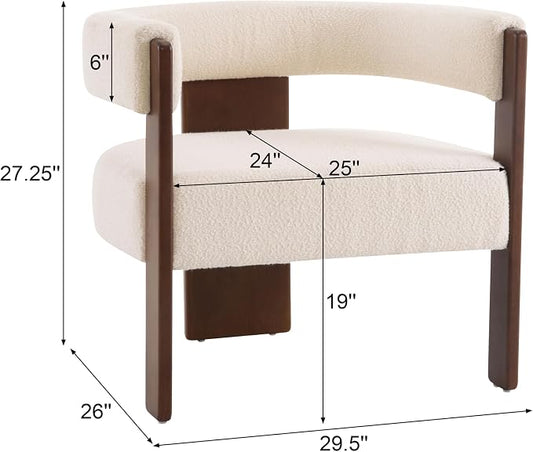 Christopher Knight Home Nettie Modern Accent Chair for Living Room, Boucle Fabric Single Lounge Sofa Chair with Wooden Frame, Comfy Reading Chair for Bedroom, Lounge Armchair with Soft Cushion, Beige