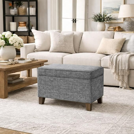 HomePop 24" Medium Square Storage Ottoman - Grey