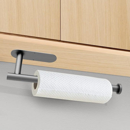 DEKAVA Under Cabinet Wall Mount Paper Towel Holder, Self-Adhesive Bar, Stainless Steel 13 inch (Grey, 1)