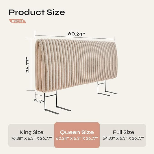 4.7" Upholstered Modern Headboard for Queen Size Bed, Height Adjustable and Ergonomic Headboard, Easy Assemble, Sturdy and Durable, Faux Rabbit Fur, Light Camel