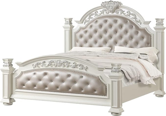 First of a Kind Platinum White King 5 Piece Bedroom Set