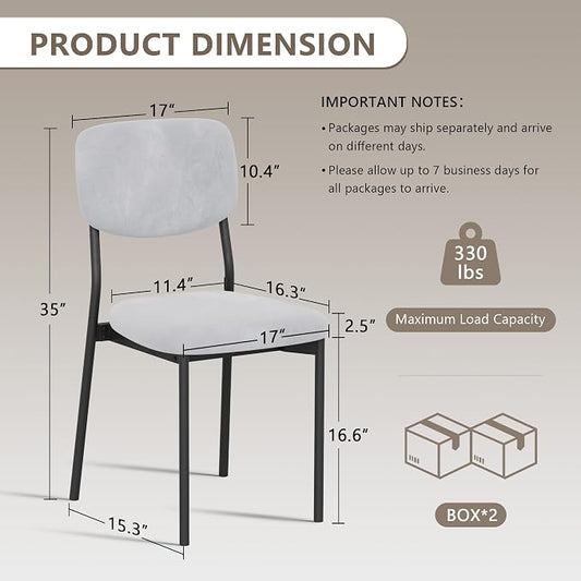 Einhomn Upholstered Dining Chairs Set, Modern Stackable Dining Room Chairs with Soft Velvet Backrest, Kitchen Chairs with Sturdy Metal Legs for Living Room, Restaurant, Set of 6,Light Grey