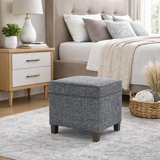 HomePop 18" Classic Square Storage Ottoman - Slate Grey