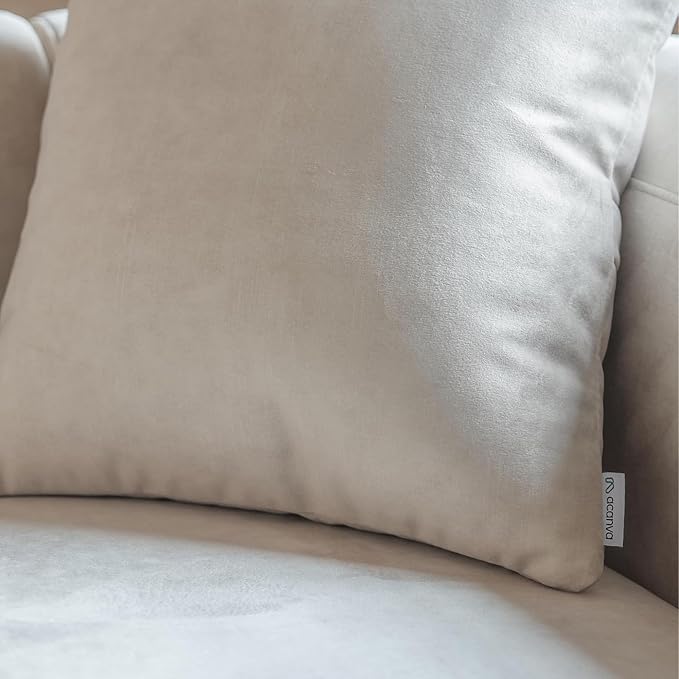 Acanva Luxury Modern Tight Curved Back Velvet Sofa, Minimalist Style Comfy Couch for Living Room Apartment, L-Shaped Sectional with Left Chaise, Cream