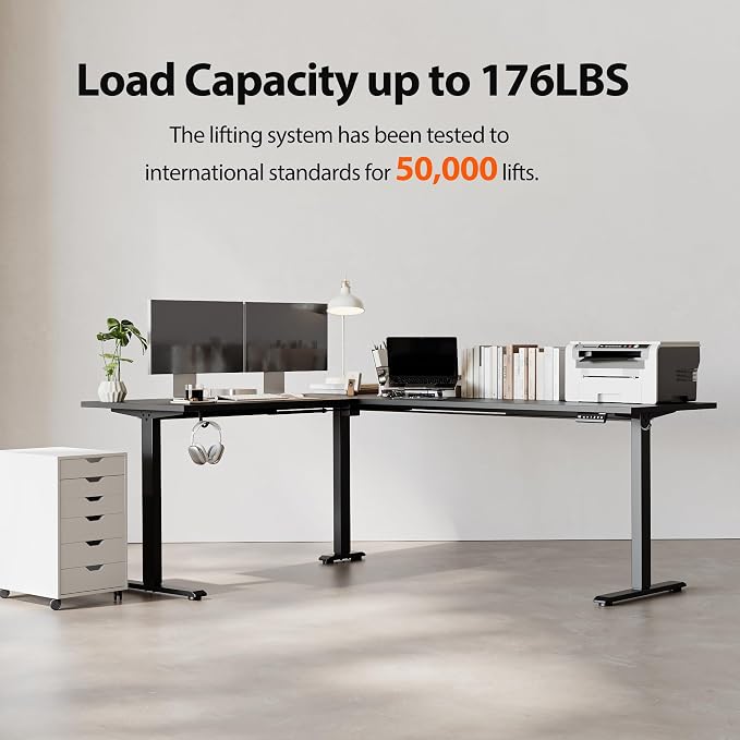 Agilestic L-Shaped Standing Desk Adjustable Height, Electric Corner Standing Desk, Sit Stand Up Desk, 75x61 inch Sit Stand Computer Table, Black