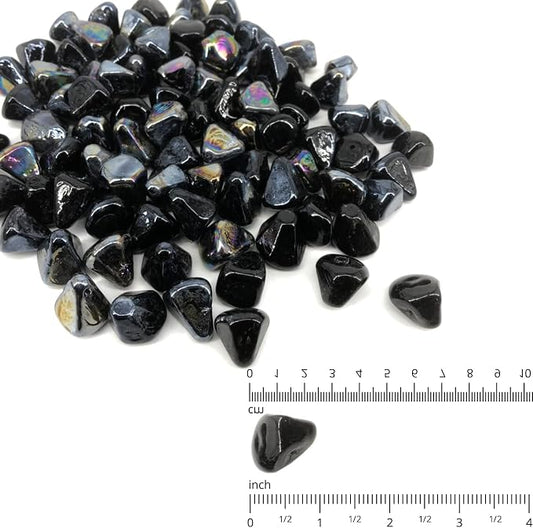 10 Pound 1/2 Inch Fire Glass Diamonds for Natural or Propane Fire Pit Fireplace and Landscaping, 10 Pounds Onyx Black