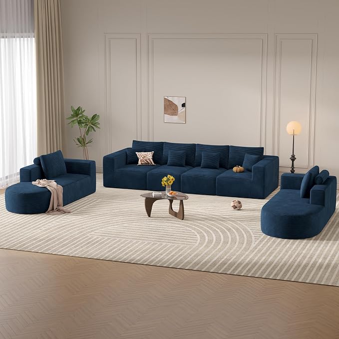 Living Room Furniture Sets,Modern U Shaped Modular Sectional Sofa,Convertible Cloud Couches for Living Room,Comfy 4 Seater with 2 Chaise Furniture Set, Boneless Couch Sofa,1 PCS