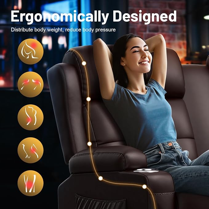 Recliner Sofa Set, Home Theater Seating with Massage, Loveseat Recliner Couch and 2 Recliner Single Chairs with USB, Wall Hugger Reclining Movie Theater Chair with Cup Holders, Drawer for Gaming Room