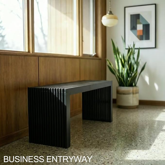 Bamboo Natural 36 inch Wooden Bench, Small Wood Benches for Entryway, Living & Dining Room, Kitchen, Bedroom, Bathroom, Hallway, Front Door, For Indoor & Outdoor Patio Use, Mid Century Modern Decor