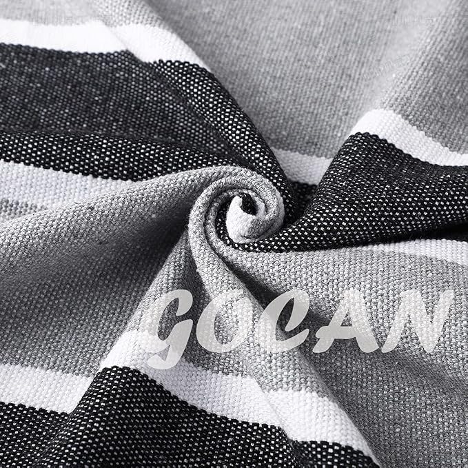 GOCAN Brazilian Double Hammock 2 Person Extra Large Canvas Cotton Hammock for Patio Porch Garden Backyard Lounging Outdoor and Indoor (Gray Stripe)