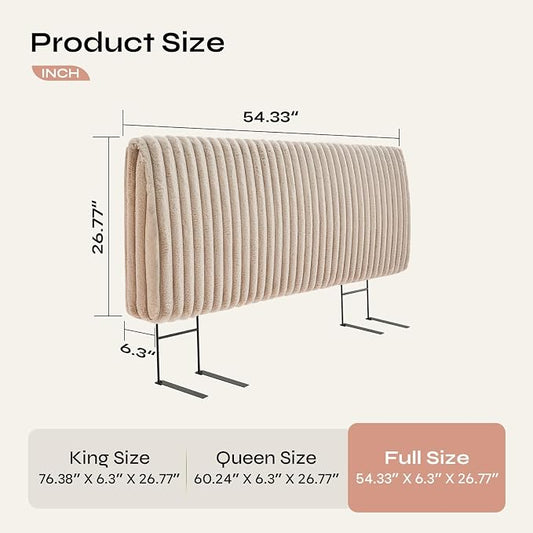 4.7" Upholstered Modern Headboard for Full Size Bed, Height Adjustable and Ergonomic Headboard, Easy Assemble, Sturdy and Durable, Faux Rabbit Fur, Light Camel