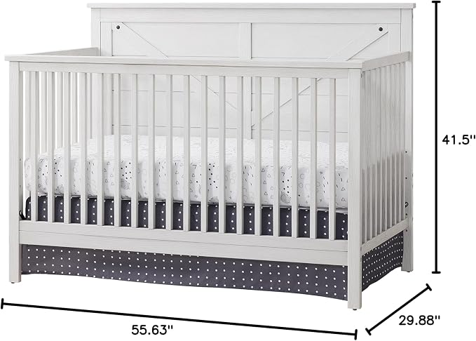 Oxford Baby Montauk 4-in-1 Convertible Crib, Barn White, GreenGuard Gold Certified