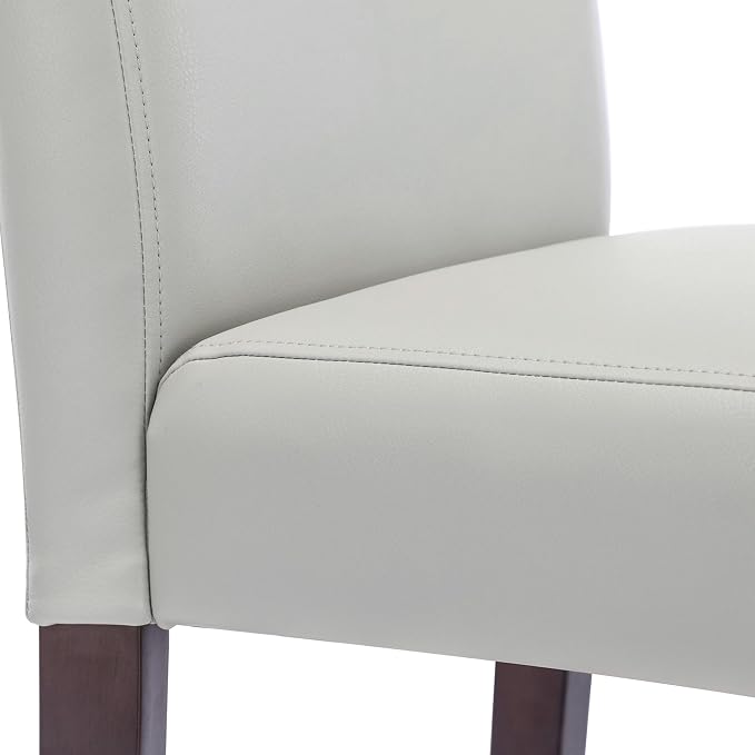 Watson & Whitely Upholstered Dining Chairs, Faux Leather, Set of 4, Grey | Solid Wood Legs, Padded Seat, Low Back, Modern Armless Parsons Chair for Kitchen, Dining Room, Restaurant