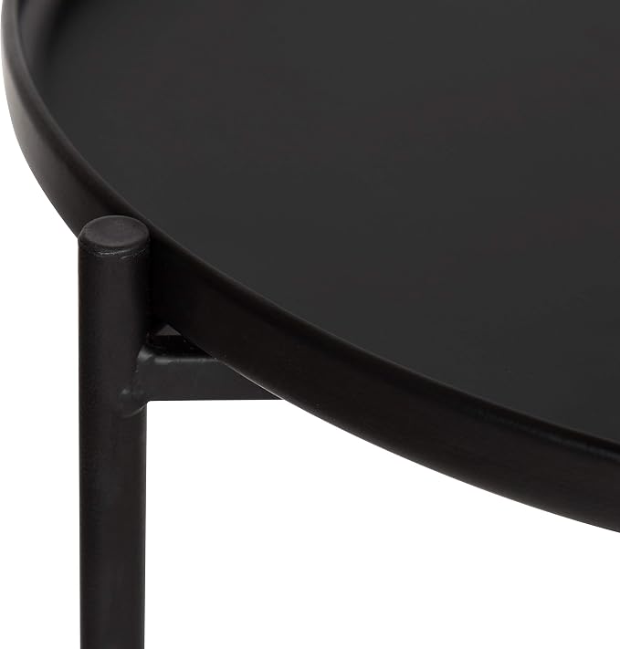 Kate and Laurel Ulani Set of 2 Nested Round Metal End Tables, Black