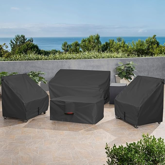 Porch Shield Patio Fire Pit Cover - Waterproof 600D Outdoor Rectangular Fire Table Cover Deck Box Protector - 58 x 36 inch, Black