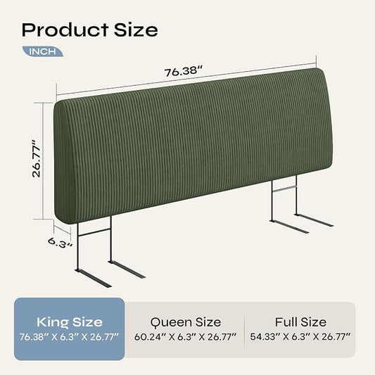 4.7" Upholstered Headboard for King Size Bed, Height Adjustable and Ergonomic Headboard, Easy Assemble, Sturdy and Durable, Olive Green