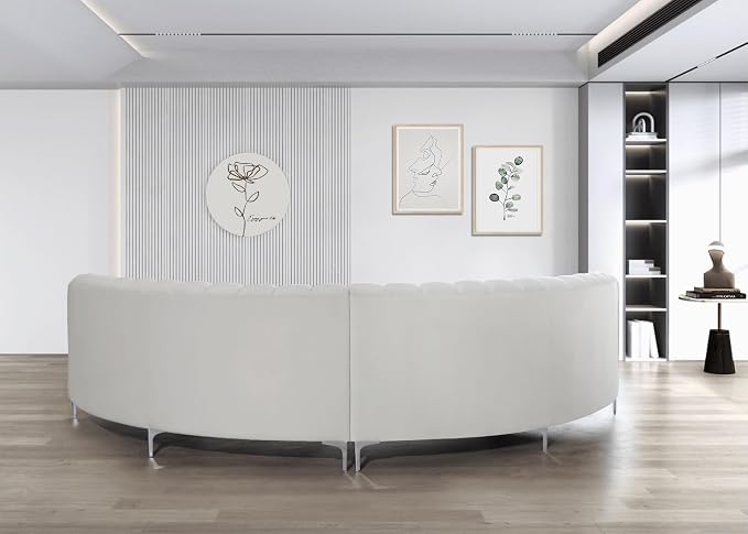 Legend Vansen Semicircle Modular Curved Velvet Sectional Sofa,141.34”Oversized Arc Sofa,Modern Cloud-Like Deep Seat Couch for Living Room Apartment Office Conference Space (1, Cream)