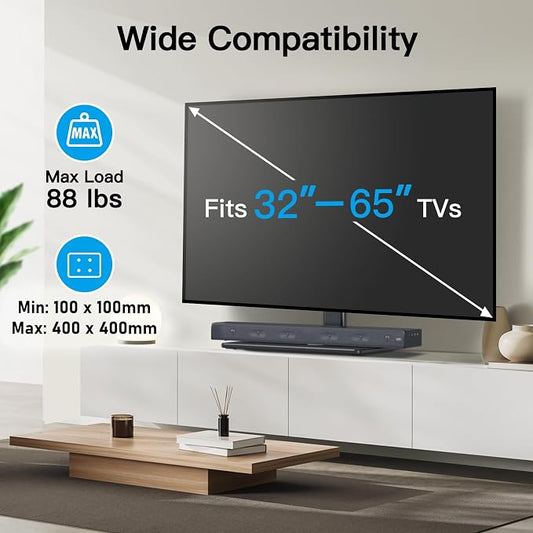 PERLESMITH Universal TV Stand Table Top TV Base for 32 to 65 inch LCD LED OLED 4K Flat Screen TVs-Height Adjustable TV Mount Stand with Tempered Glass Base,VESA 400x400mm,Holds up to 88lbs,PSTVS15