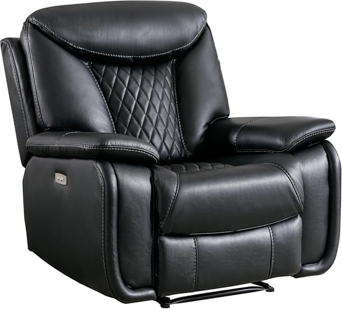 HAOMARKETS Electric Recliner Chair, Soft PU Leather Power Recliners with Padded Backrest, Single Overstuffed Heavy Duty Reclining Sofa for Living Room Bedroom, Black