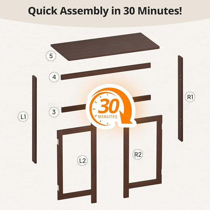 Bamboo Folding Desk 32.68 Inch, Small Foldable Desk for Small Spaces, Writing Desk Computer Table for Bedroom Home Office, Space Saving Foldable Desk, Easy Assembly, Brown