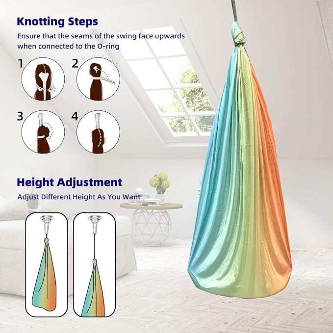 Sensory Swing Chairs for Kids, Indoor & Outdoor Hanging Therapy Cuddle Hammock Swing Seats for Child Teens with Autism, ADHD, Aspergers, Sensory Integration (Colorful(Hammock))