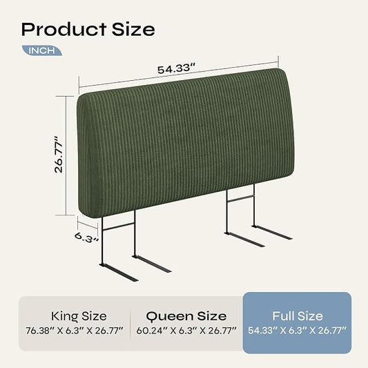 4.7" Upholstered Headboard for Full Size Bed, Height Adjustable and Ergonomic Headboard, Easy Assemble, Sturdy and Durable,Olive Green