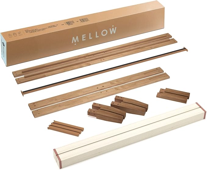 Mellow Naturalista Classic 16 Inch Solid Wood Platform Bed with Wooden Slats, Natural Pine, Full