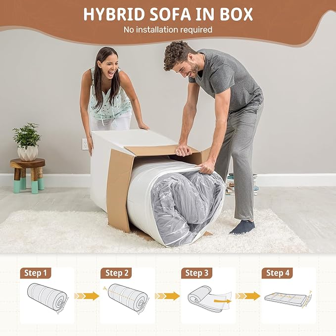 75'' Cloud Loveseat Sofa, No Assembly Required Comfy Deep Seat Couches 1 pcs for Living Room, Bedroom, Apartment(Teddy Fabric-Grey)
