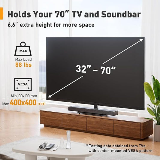 Perlegear Universal Swivel TV Stand Base for 32–70 inch TVs, Height Adjustable Table Top TV Stand Mount with Tilt, Tempered Glass Base, Holds up to 88 lbs