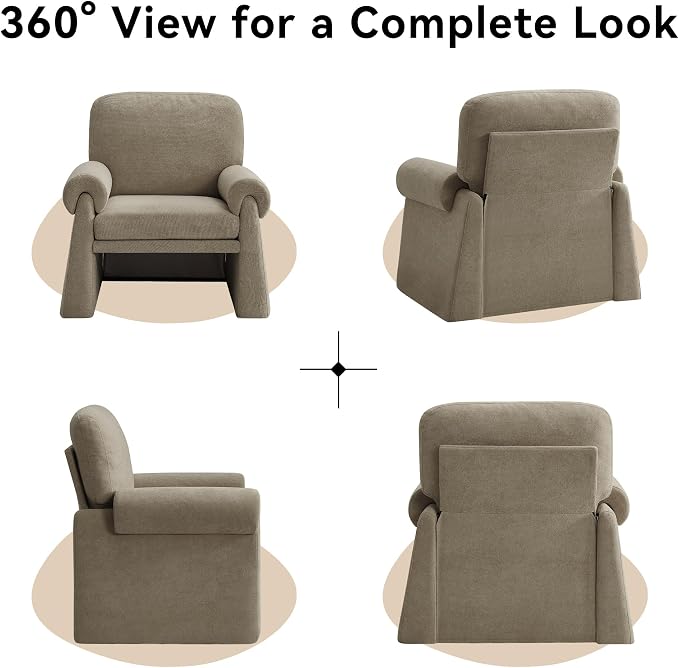 Oversized Accent Chair, Comfy Living Room Chairs, Single Sofa Chair with Thick Cushion and Armrests, Upholstered Arm Chair for Living Room, Modern Armchair, Reading Chair for Bedroom, Grey
