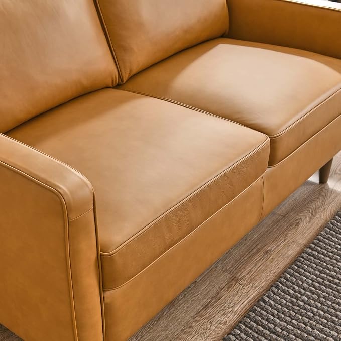 Modway Impart Upholstered Genuine Leather Loveseat in Tan