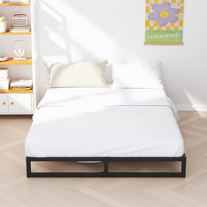 Richwanone 5 Inch Bed Frame Full Heavy Duty Metal Platform Bed, Black | Full Size Bed Frame, Mattress Foundation with Steel Slat Support, No Box Spring Needed, Easy Assembly