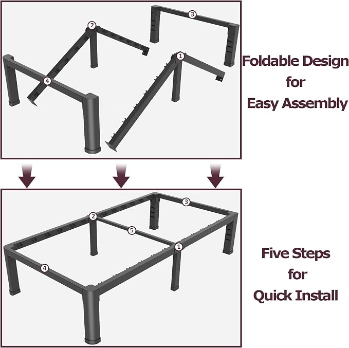 Bilily 14 Inch Twin Bed Frame Metal Platform with Round Corner Legs,3500 LBS Heavy Duty Steel Slats Support,Headboard Compatible,No Box Spring Needed,Easy Assembly,Mattress Retainer,Underbed Storage