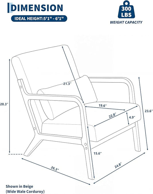 Garvee Mid-Century Accent Chair Set of 2, Sherpa Upholstery, Cozy Reading Chair, Modern Lounge Armchair with Lumbar Pillow, Sturdy Wood Frame, for Living Room, Bedroom, Office, Beige