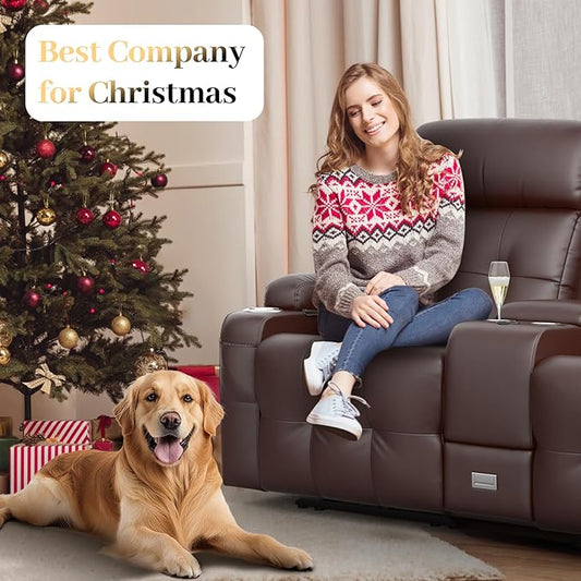 Reclining Loveseat, Massage Loveseat Recliner Sofa Heavy Weight Capacity, RV Love Seat Chair Clearance with Console, USB, Type C Port, Storage, Cup Holders, Wall Hugger Couch for Living Room